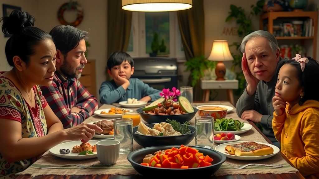 Una comida familiar que representa la cultura y la unidad, equilibrada con la ansiedad de las políticas de inmigración.