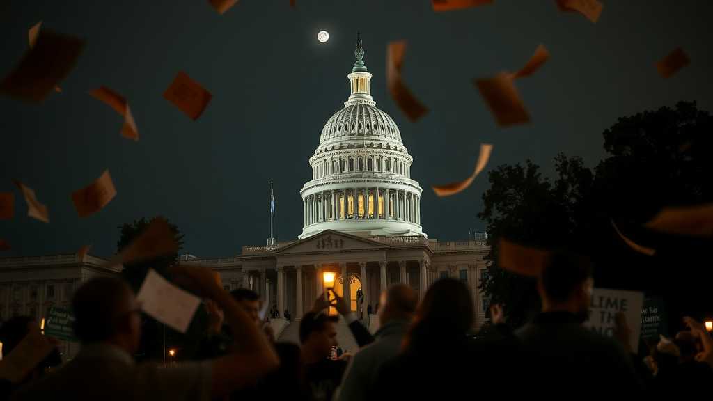 Zava Immigration Law El Capitolio de EEUU por la noche, representando la lucha por la reforma de la inmigración en medio de la tensión política.