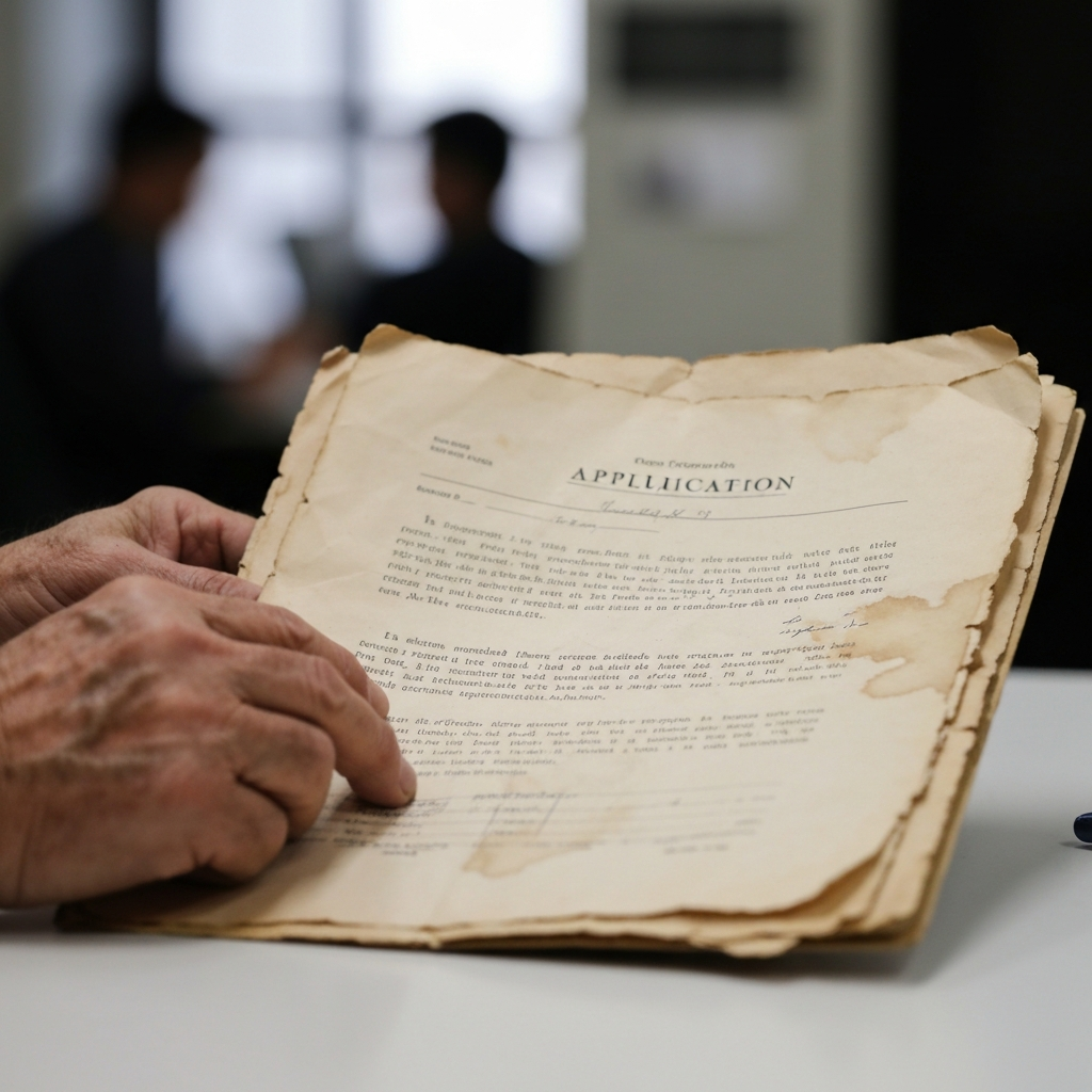 Zava Immigration Law Worried applicant's hands with paperwork.