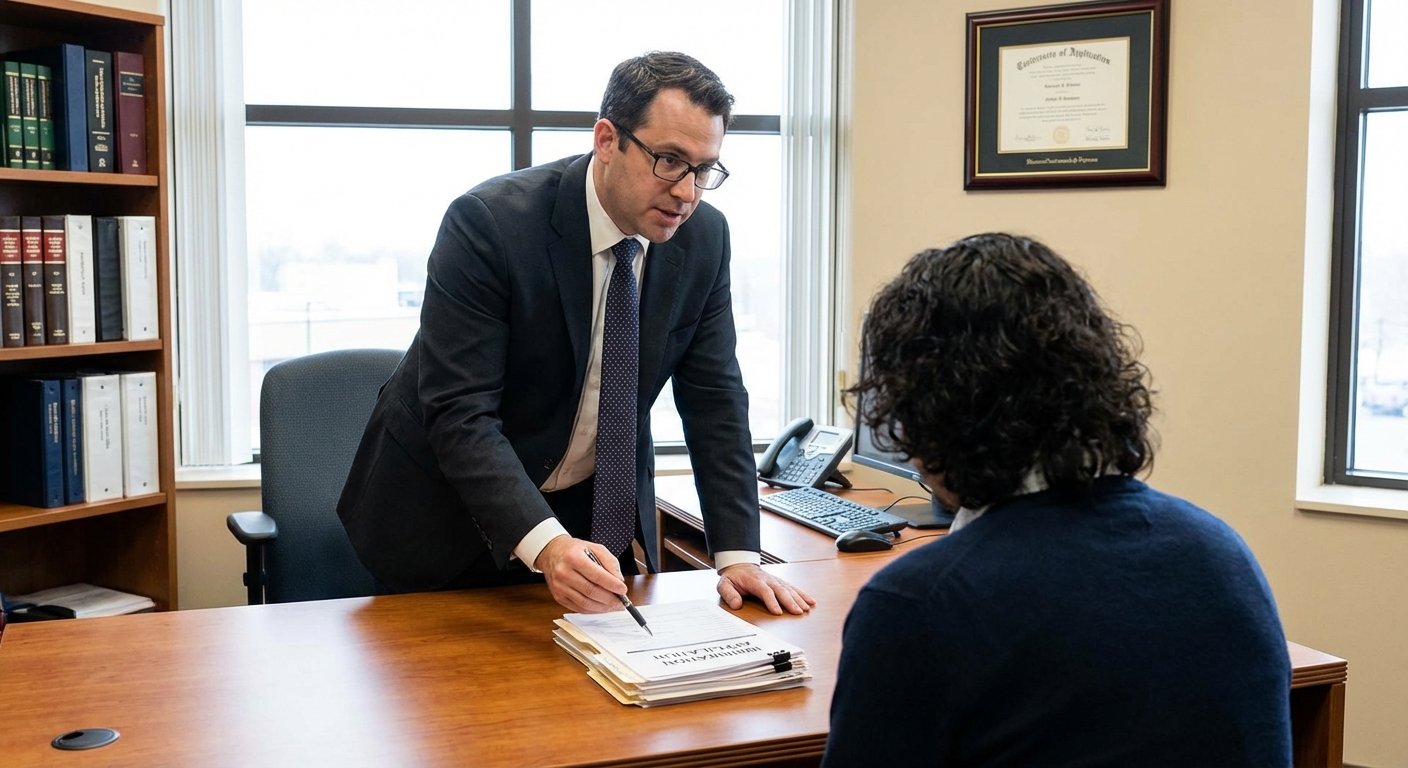Zava Immigration Law Lawyer and client reviewing documents for an immigration bond eligibility analysis