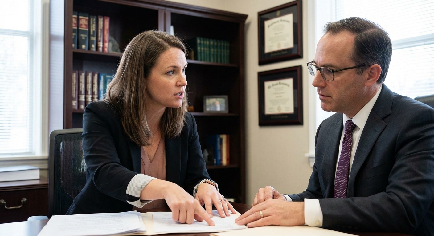 Zava Immigration Law Persona consultando con un abogado de inmigración sobre las consecuencias de quedarse sin estatus legal en Estados Unidos.
