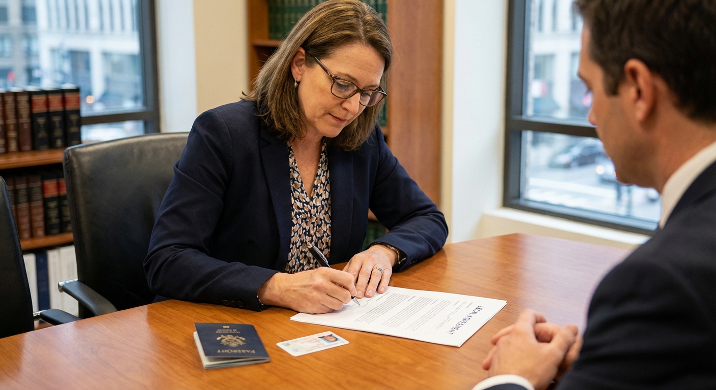 Zava Immigration Law A person reviewing identification and immigration bond payment information