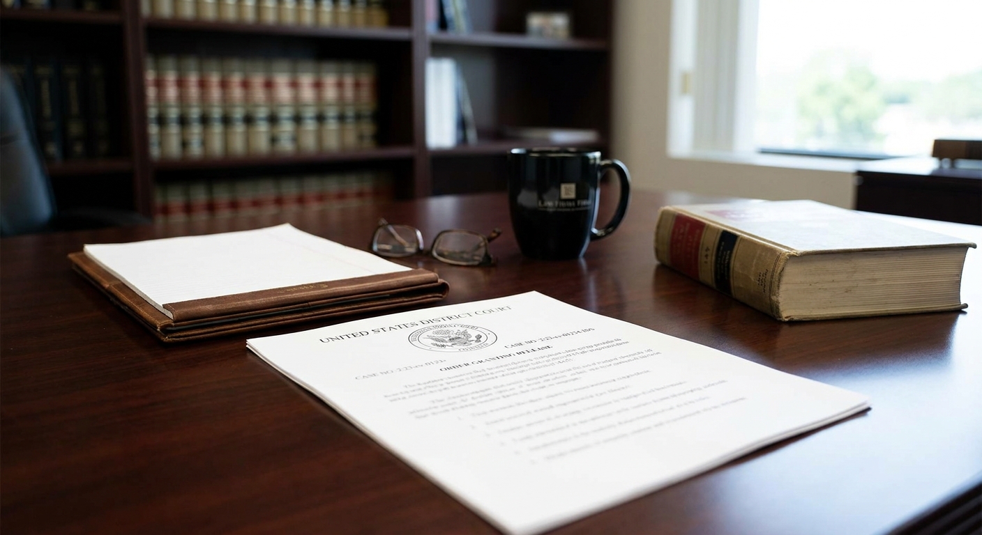 Zava Immigration Law Federal court order document granting release from unlawful immigration detention on a legal desk.
