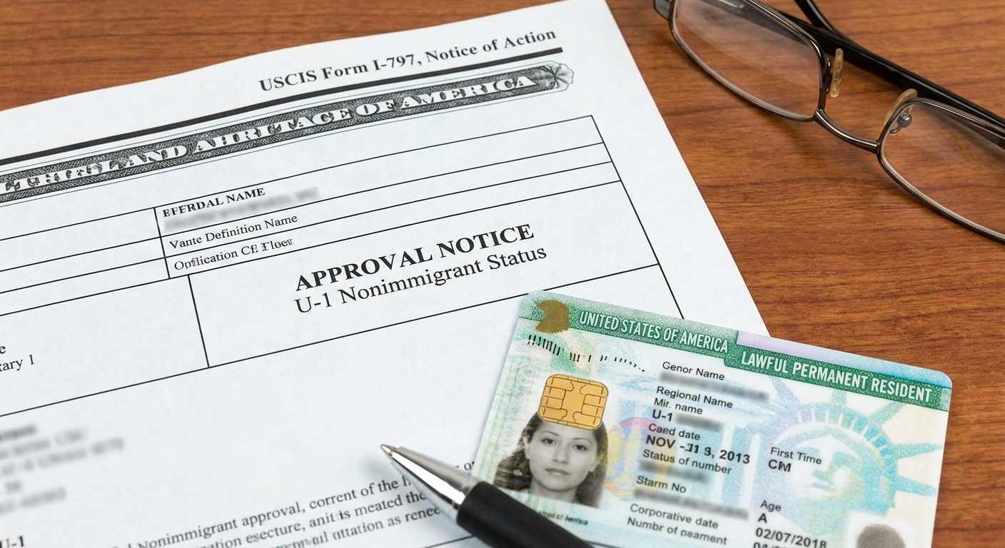 Zava Immigration Law Official USCIS approval letter for an immigration petition, next to a lawful permanent resident card.