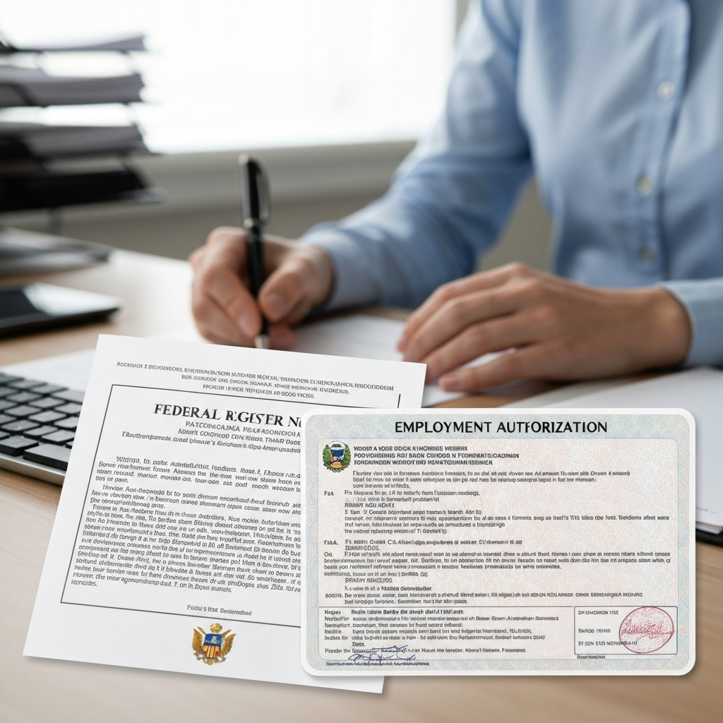 A view of the Federal Register notice and employment authorization document regarding the TPS for Haiti extension and redesignation.