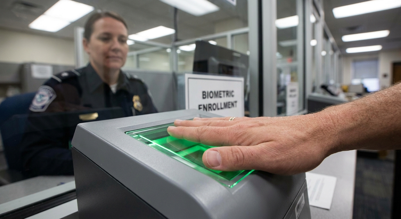 Zava Immigration Law Persona proporcionando huellas dactilares durante una cita de datos biométricos para un trámite de visa U pendiente.