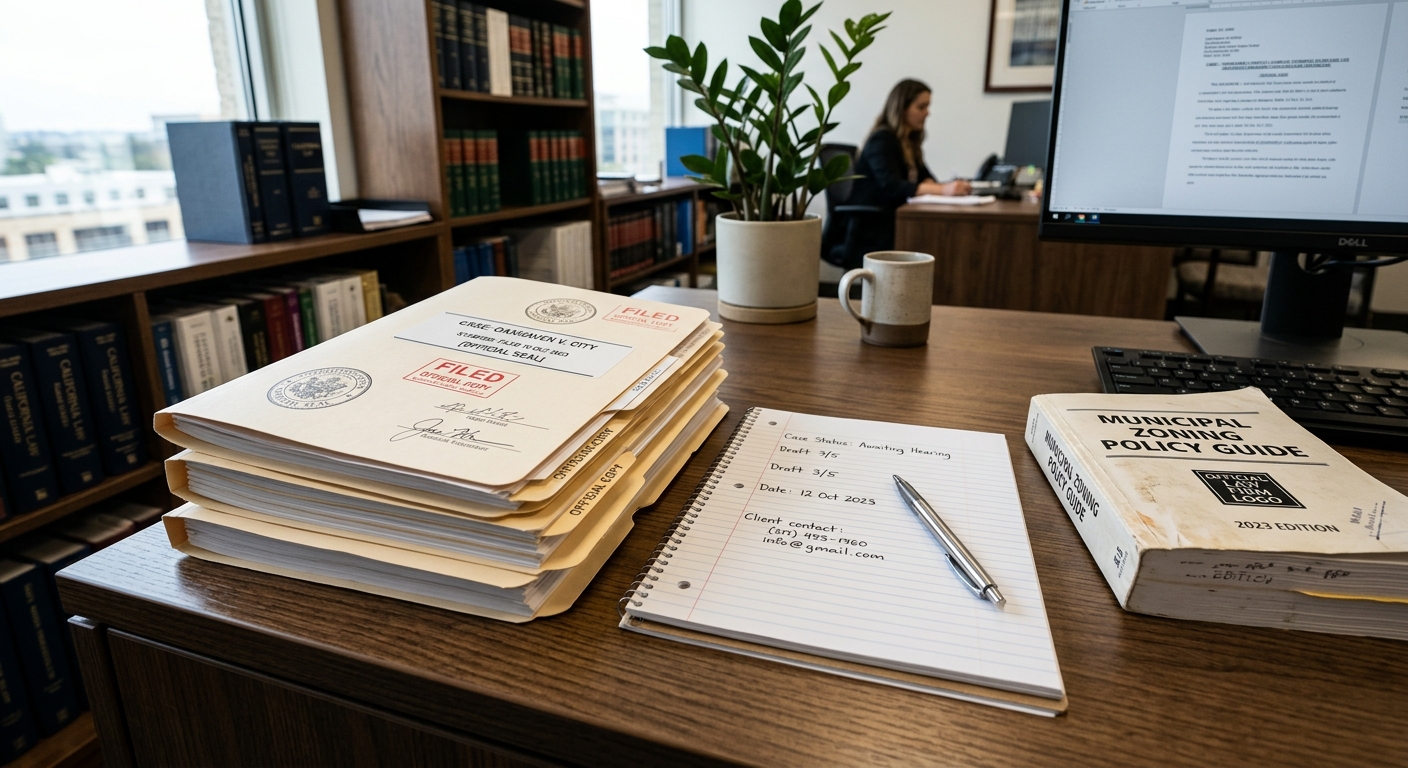 Zava Immigration Law A stack of officially prepared legal folders and documents on an office desk.