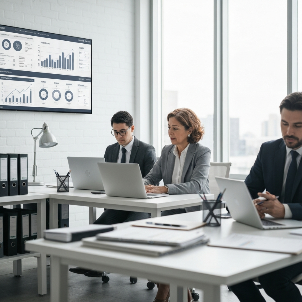 Zava Immigration Law An organized administrative office representing efficient employment eligibility verification and modernized document storage systems.