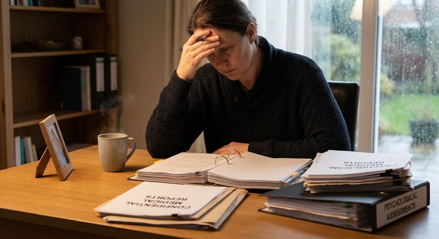 Zava Immigration Law Spouse reviewing medical records and hardship evidence for an I-601 waiver application.