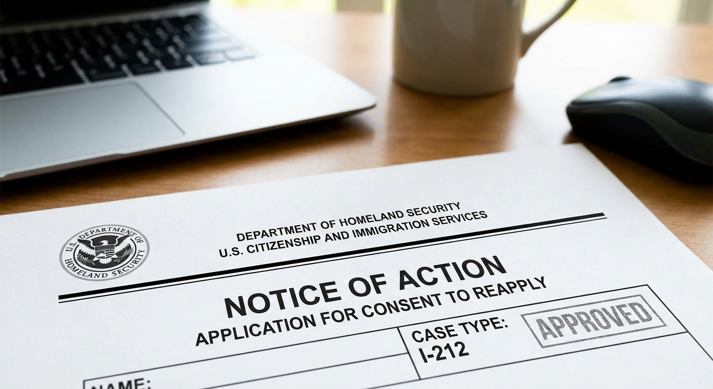 Zava Immigration Law Aviso oficial de aprobación de un perdón I-212 para volver a solicitar admisión.
