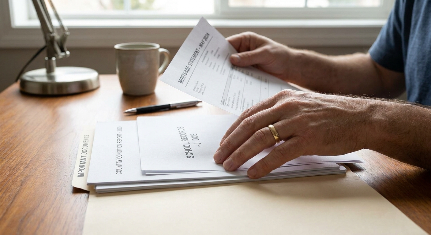 Zava Immigration Law Person organizing financial and educational documents to prove extreme hardship for an immigration waiver.