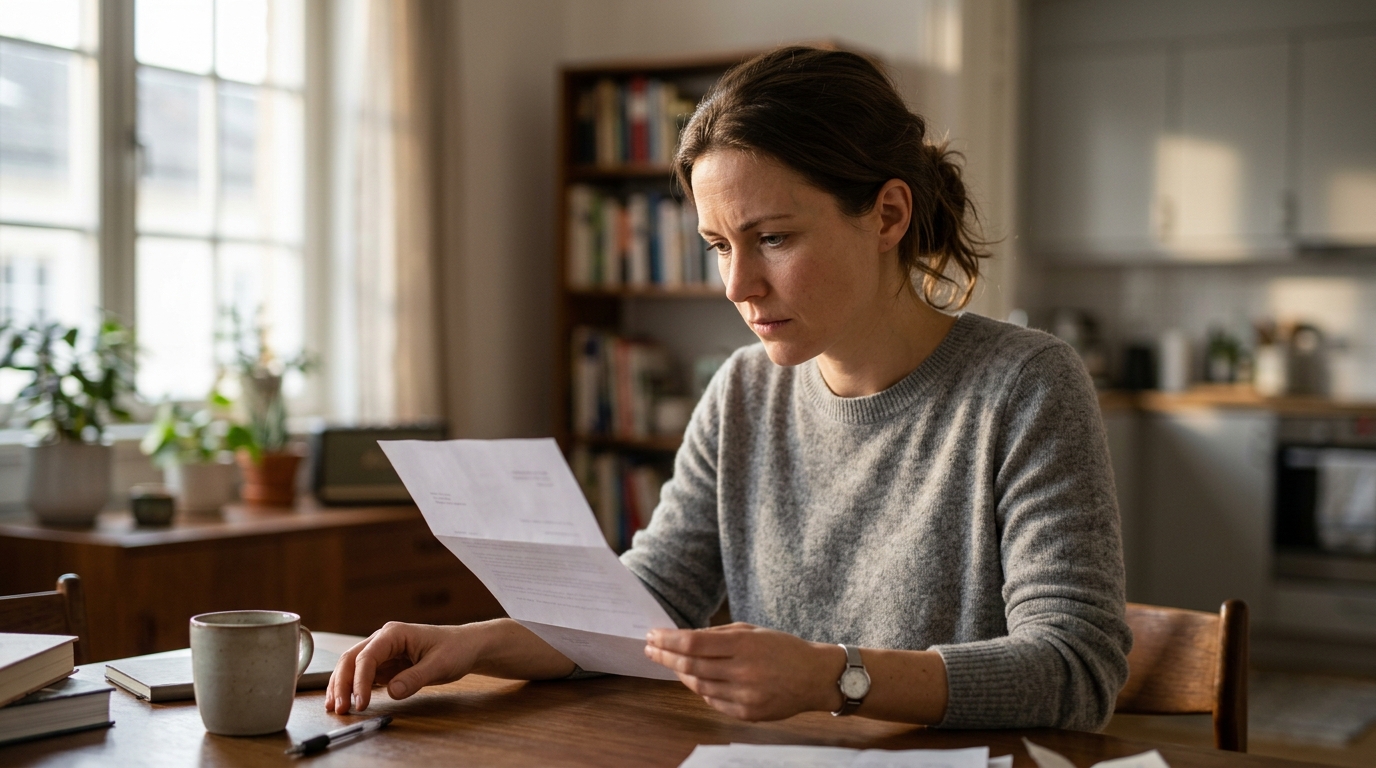 Zava Immigration Law An applicant reviews an official rescheduling letter at a home table.