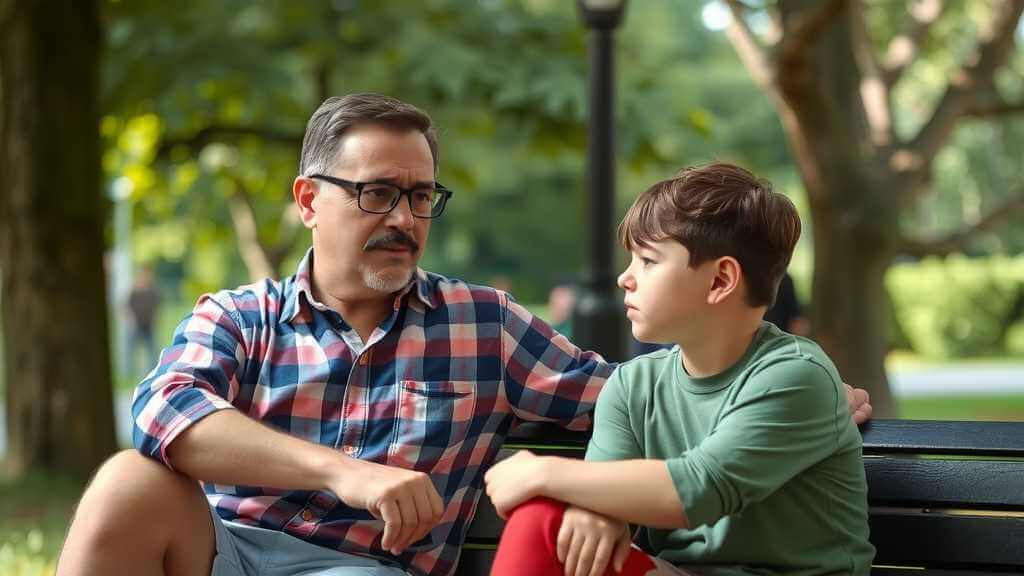 A touching moment between a father and son, illustrating the emotional toll of immigration issues on families.