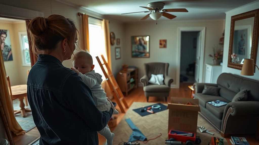 una-madre-preocupada-observa-afuera-su-hogar-en-desorden-reflejando-la-ansiedad-de-los-inmigrantes-enfrentando-deportacion